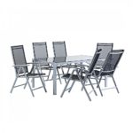 Aluminium Gartenmöbel Set - Tisch 160cm - 6 Stühle - Gartentisch - CATANIA