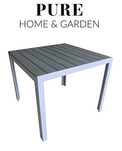 Aluminium Gartentisch "Fire" mit Polywood Tischplatte, 90x90 absolut wetterfest, silber aus dem Hause Pure Home & Garden