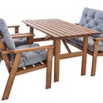 Ambientehome Garten Loungegruppe Sitzgruppe Essgruppe Massivholz inkl. Kissen HANKO, 7-teiliges Set