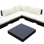 Baidani Gartenmöbel-Sets 10c00002.00002 Designer Rattan Lounge Sunqueen, 1 Sofa, 1 Beistelltisch mit Glasplatte, braun