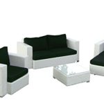 Baidani Gartenmöbel-Sets 10c00042.00002 Designer Rattan Lounge-Garnitur Calypso, 1 2-er-Sofa, 2 Sessel, 1 Hocker, 1 Couch-Tisch mit Glasplatte, braun