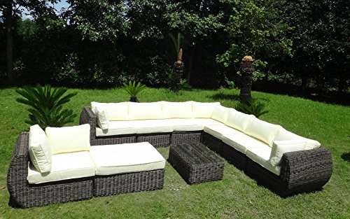 Baidani Rundrattan Garten Lounge Masterpiece integrierter Stauraum