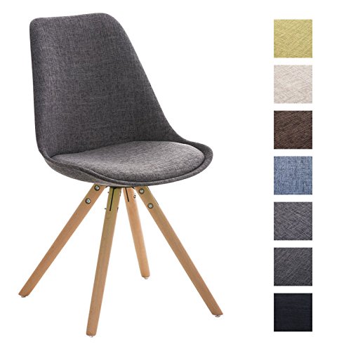 CLP Design Stuhl PEGLEG mit Stoffbezug | Gepolsterter Schalenstuhl mit Holzbeinen und einer Sitzhöhe 46 cm