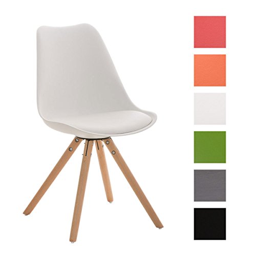 CLP Design Retro-Stuhl PEGLEG mit hochwertiger Polsterung und pflegeleichtem Kunstlederbezug | Schalenstuhl mit Holzgestell und einer Sitzhöhe von 46 cm | In verschiedenen Farben erhältlch