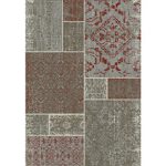 Dehner Outdoor Teppich Vintage, ca. 200 x 140 cm, Polypropylen, grau/braun/rot