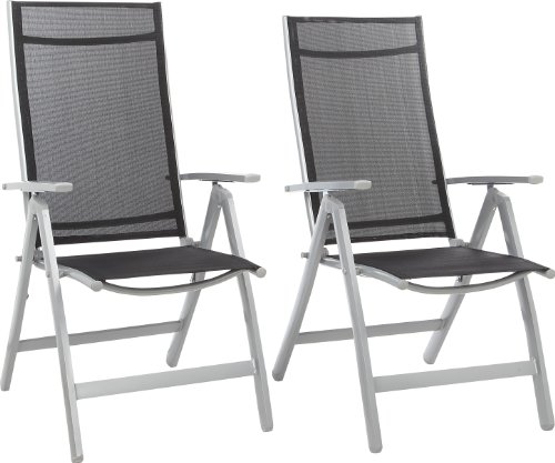 GARTENFREUDE Gartenmöbel Aluminium Garten Klappsessel 2-er Set Sessel mit Textilgewebe, 7-fach verstellbar, wetterfest