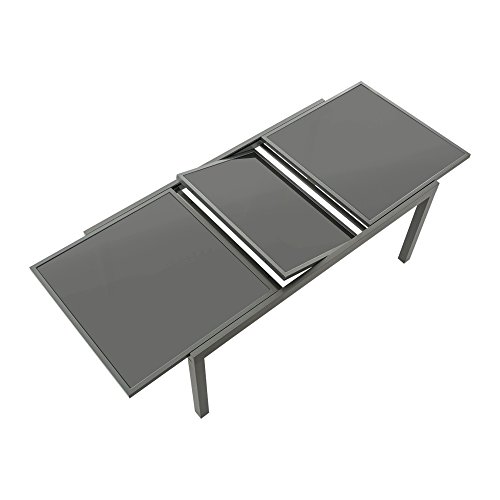Gartentisch ausziehbar Aluminium Glas grau Länge 120 - 180 x Breite 90 cm