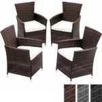 Miadomodo® Garten Polyrattan Stühle, Set von 4 mit Kissen, verschiedene Farben
