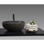 WOHNFREUDEN Naturstein Waschbecken Waschtisch 40 cm poliert Waschschale Findling WOHNFREUDEN Naturstein Waschbecken Waschtisch 40 cm poliert Waschschale Findling