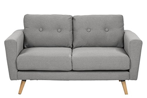 Sofa 2 Sitzer 137 x 87 x 80 Polstersofa Wohnzimmer Stoff Couch Grau Skandinavisches Design Vintage Retro