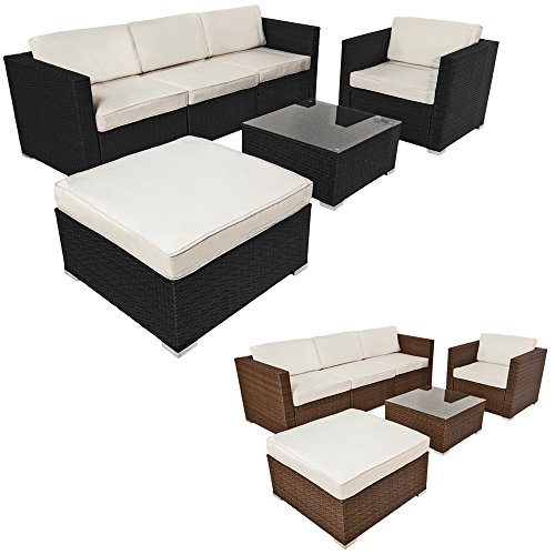 TecTake Hochwertige Aluminium Luxus Lounge Poly-Rattan Sitzgruppe Sofa Rattanmöbel Gartenmöbel -diverse Farben-