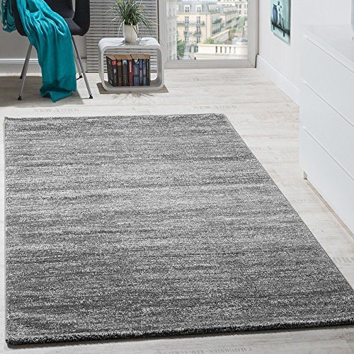 Teppich Modern Wohnzimmer Kurzflor Gemütlich Preiswert Meliert in Grau Creme