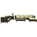 Outsunny 37-tlg. Luxus Polyrattan Gartenmöbel-Set Lounge Garnitur mit zwei Beistelltischen