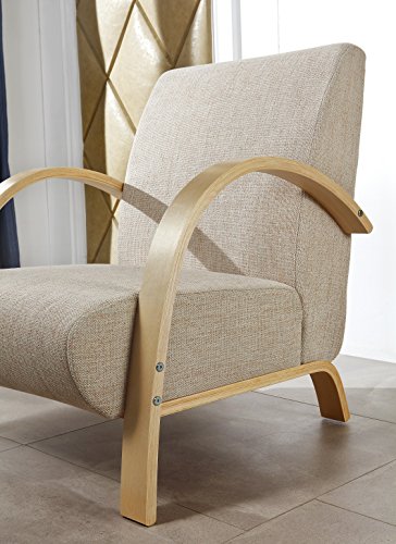i-flair® - Polstersessel, Einzelsofa, Lounge Sessel mit hochwertigem gepolsterten Stoffbezug - BEIGE SANDFARBE NATUR i-flair® - Polstersessel, Einzelsofa, Lounge Sessel mit hochwertigem gepolsterten Stoffbezug - BEIGE SANDFARBE NATUR