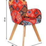 ts-ideen 1x Design Sessel Wohnzimmer Büro Stuhl Esszimmer Sitz Stoff bunt mit Holzbeinen