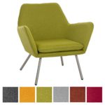 CLP Design Edelstahl Lounge-Sessel CARACAS, Stoffbezug, Polsterstärke 6 cm, Sitzhöhe 40 cm grün