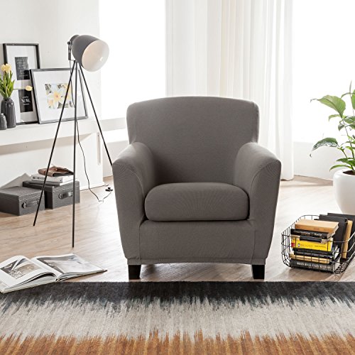 Bellboni® Couchhusse für Einsitzer Couchsessel, Loungesessel, Sofabezug, bi-elastische Stretchhusse, Spannbezug für viele gängige Einer Sessel, grau
