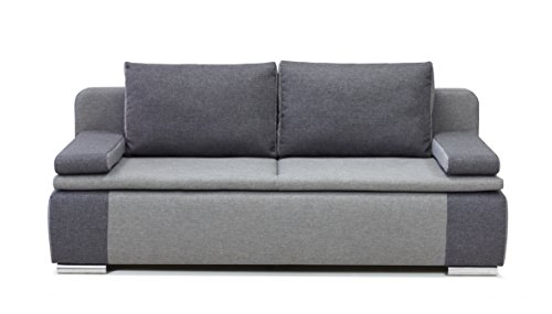 B-famous 100620 Lina Dauerschläfer-Sofa, feiner Strukturstoff, 87 x 201 x 88 cm, grau / hellgrau