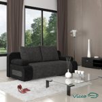 Vicco Schlafsofa Couch Sofa Ulm Federkern 200x91cm Mikrofaser-Struktur schwarz