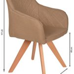 ts-ideen Lounge Design Sessel Barsessel Clubsessel Stoff in Hell-Braun Esstisch-Stuhl Füße aus Buchenholz