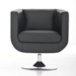 CLP Design Leder-Loungesessel COLORADO im Retro-Stil, rund, drehbar schwarz