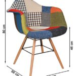 1 x Design Klassiker Patchwork Sessel Retro 50er Jahre Barstuhl Wohnzimmer Küchen Stuhl Esszimmer Sitz Holz Metall bunt