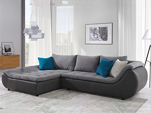 Polsterecke Sofa mit Schlaffunktion PRATO Schlafsofa Schlafcouch Kunstleder Webstoff Bettfunktion