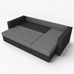 Ecksofa mit Schlaffunktion Grau Schwarz - Stellmaß: 224 x 144 cm - Liege-Fläche: 200 x 140 cm - Sofa Couch Schlafsofa Polsterecke Bettfunktion