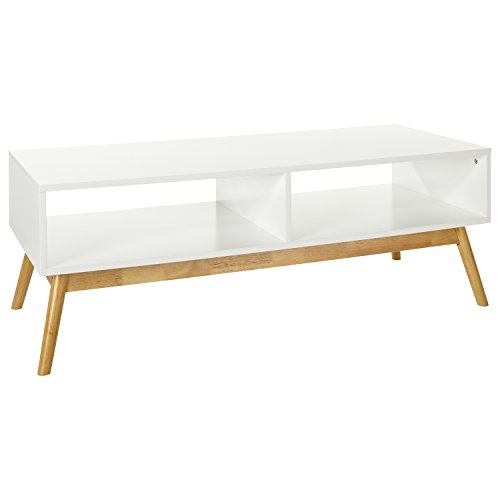 LOMOS® No.12 TV-/Lowboard aus Holz in weiß mit zwei Fächern im modernen skandinavischen Design