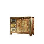 SalesFever® Holz-Kommode, recyceltes Altholz, Sideboard aus massivem Holz, (BxTxH) 120 x 40 x 90 cm, massiver Wohn-Schrank mit 3 Schubladen + 2 Türen