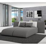 Innocent Ecksofa mit Schlaffunktion aus Textil grau Rückenlehne weißes Kunstleder Movia