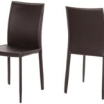AC Design Furniture 42340 Esszimmerstuhl 2-er Set Emma, 100% regeneriertes Leder braun, Kontrastnähte creme