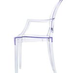 Damiware Spirit 4er set Design Stuhl mit Armlehnen transparent - wohnzimmerstuhl esszimmerstuhl hochwertige Verarbeitung, komfortables Sitzen, Für Außen und Innen geeignet. (Transparent)