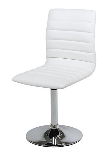 AC Design Furniture 48945 Esszimmerstuhl 2-er Set Sander, Bezug Kunstleder weiß , Gestell Metall verchromt, 360 Grad drehbar