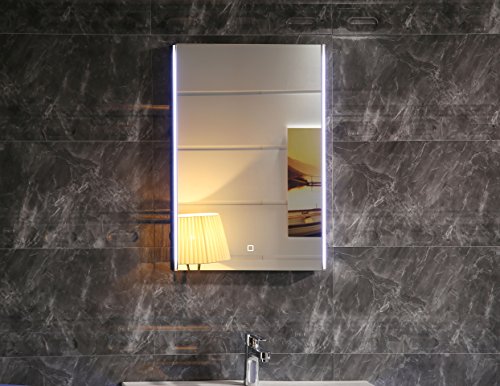 Dr. Fleischmann Badezimmerspiegel Badspiegel Wandspiegel LED beleuchtet GS112 mit Touch-Schalter kaltweiß IP44 (50 x 70cm)