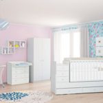 Polini Kids Kinderzimmer Kombi-Bett mit Wickelkommode und Matratze