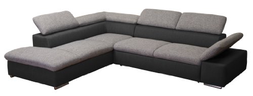 Polsterecke Valerie/Ottomane-3er Bett mit Armteilfunktion/274 x 66-88 x 228 cm/Bering 90 schwarz weiss-Inari 100 schwarz Polsterecke Valerie/Ottomane-3er Bett mit Armteilfunktion/274 x 66-88 x 228 cm/Bering 90 schwarz weiss-Inari 100 schwarz