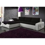 JUSTyou Picanto Mini Ecksofa Polsterecke Schlafsofa Stoffbezug Kunstleder (BxLxH): 263x173x85 cm Weiß Schwarz Ottomane links