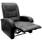 STILISTA® TV Relaxsessel aus echtem Leder, mit ausklappbarer Fußstütze, bequeme Polsterung, Farbe schwarz