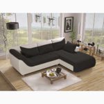 JUSTyou Linea Ecksofa Polsterecke Schlafsofa Kunstwildleder Kunstleder Weiß Schwarz (HxBxL): 79x190x257 cm Ottomane rechts