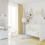 Polini Kids Kinderzimmer Set Simple Kombi-Kinderbett mit Wickelkommode in weiß