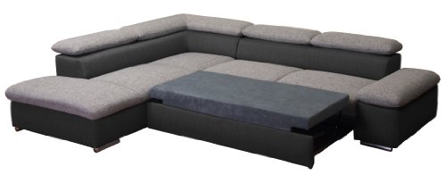 Polsterecke Valerie/Ottomane-3er Bett mit Armteilfunktion/274 x 66-88 x 228 cm/Bering 90 schwarz weiss-Inari 100 schwarz Polsterecke Valerie/Ottomane-3er Bett mit Armteilfunktion/274 x 66-88 x 228 cm/Bering 90 schwarz weiss-Inari 100 schwarz