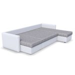 Wohnlandschaft KING SIZE 290 x 140 cm Weiß Grau - Sofa mit Schlaffunktion Schlafsofa Couch Bettfunktion Polsterecke
