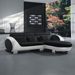SAM® Ecksofa Vigo Combi 1 242 x 181 cm Schwarz Schwarz Weiß rechts Polsterecke Wohnzimmer Couch Sofa
