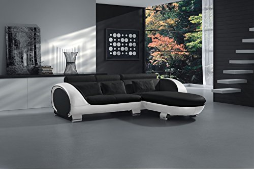 SAM® Ecksofa Vigo Combi 1 242 x 181 cm Schwarz Schwarz Weiß rechts Polsterecke Wohnzimmer Couch Sofa