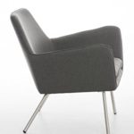 CLP Design Edelstahl Lounge-Sessel CARACAS, Stoffbezug, Polsterstärke 6 cm, Sitzhöhe 40 cm Dunkelgrau