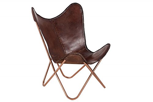 DuNord Design Sessel Stuhl TEXAS echt Leder braun Loungesessel Esszimmer Butterfly Klappstuhl Loungesessel
