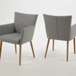 AC Design Furniture 0000055606 Armstuhl Ulrik, 57 x 61 x 87 cm, Sitz, Rücken Stoff, Gestell aus Holz Eiche, Ölbehandelt, hellgrau