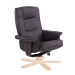 Fernsehsessel mit Hocker und Armlehnen - Design Relax-Sessel Wohnzimmer verstellbarer TV Sessel aus Kunstleder schwarz