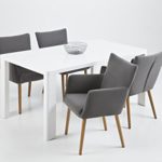 AC Design Furniture 0000055606 Armstuhl Ulrik, 57 x 61 x 87 cm, Sitz, Rücken Stoff, Gestell aus Holz Eiche, Ölbehandelt, hellgrau